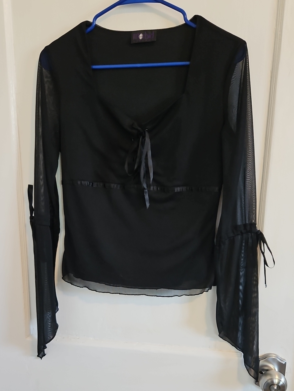 Morbid Threads Black Sheer Tie-Front Blouse